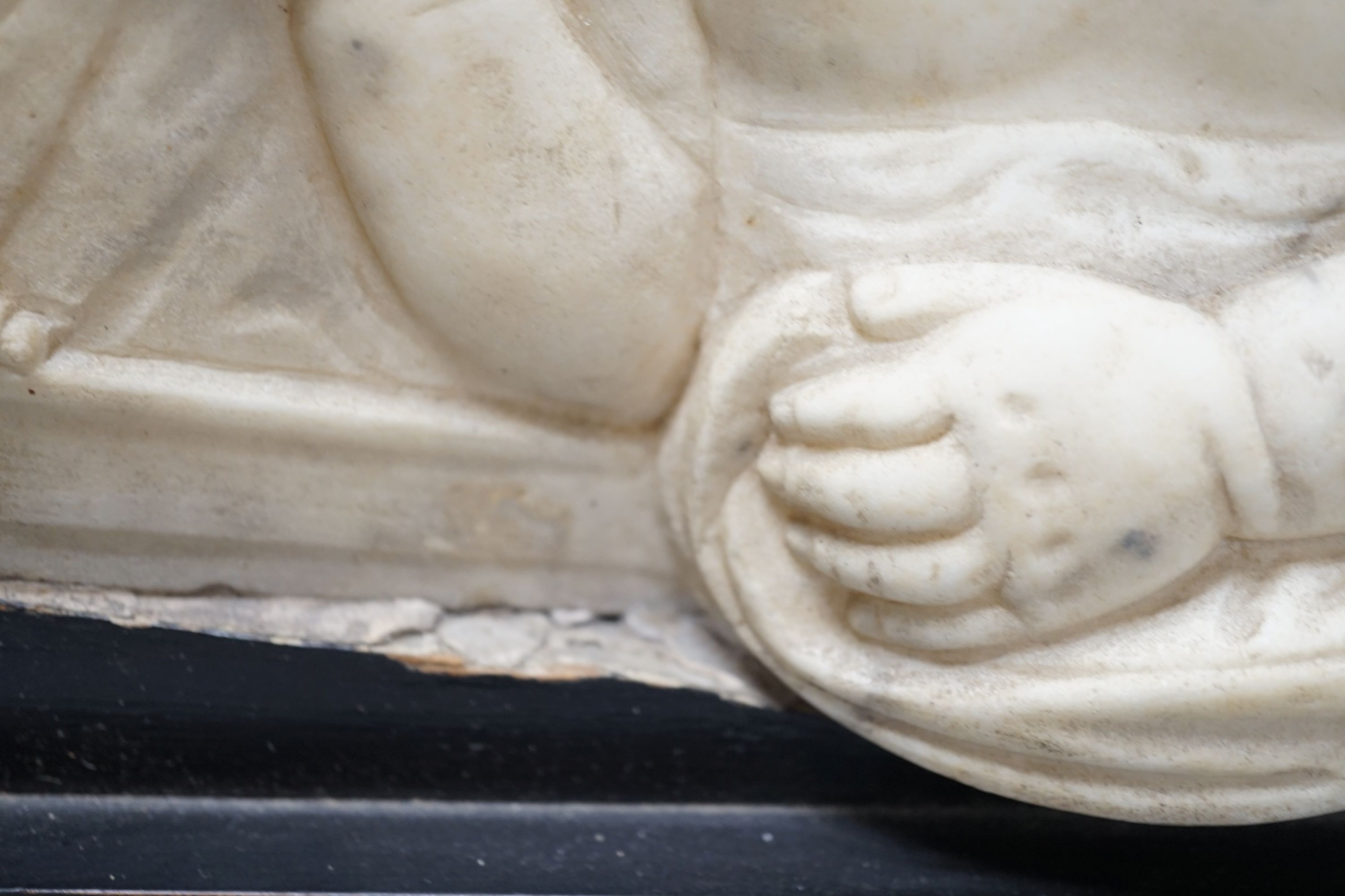 A 19th century carved marble relief of Christ, Dante and Beatrice - 28cm high